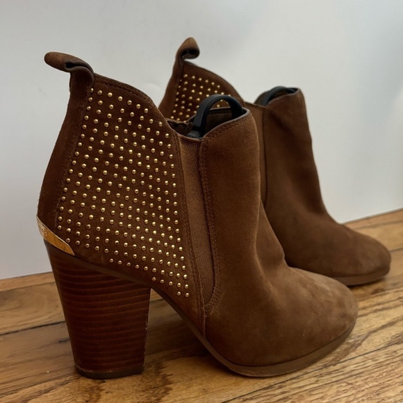 Michael Kors Suede Studded Krista Booties Block Heels 7.5 - Picture 14 of 16